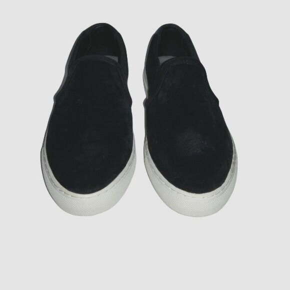 Skechers Womens Black Suede Slip-On Sneakers With White Rubber Sole Size 8 - Picture 2 of 6